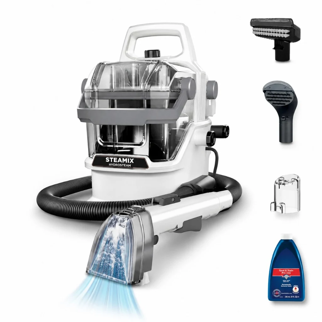Steamix portable 3-in-1 steam cleaner with its nozzles